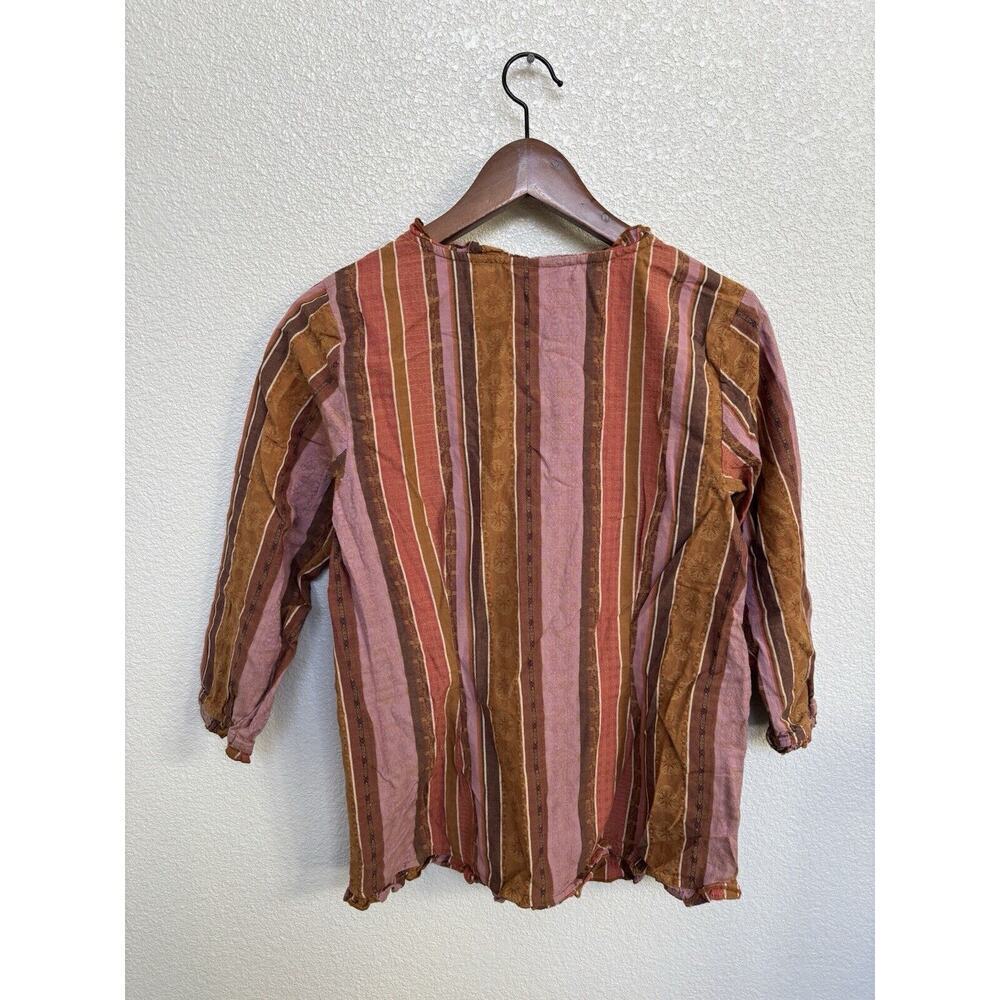 Territory Ahead womens multicolor stripe cotton button blouse Sm 3/4 sleeve boho - Picture 4 of 4